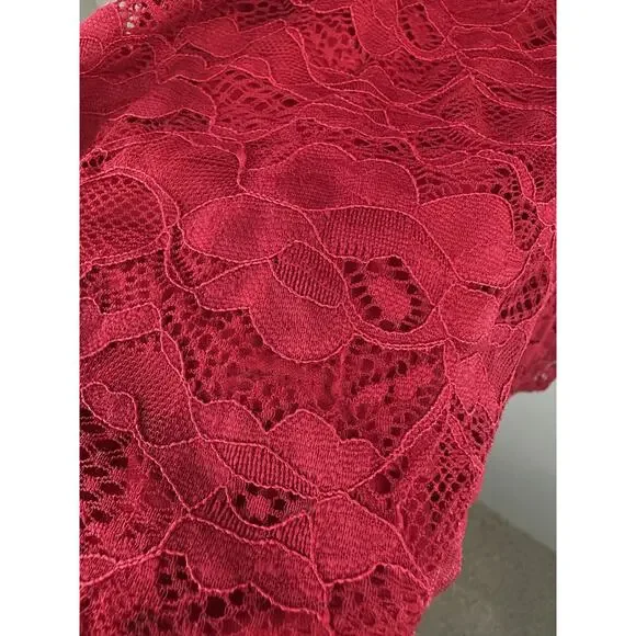 Torrid Mock Neck Fit & Flare Mini Dress Lace Jester Red Velvet Trim Plus Size 26 - Picture 9 of 16